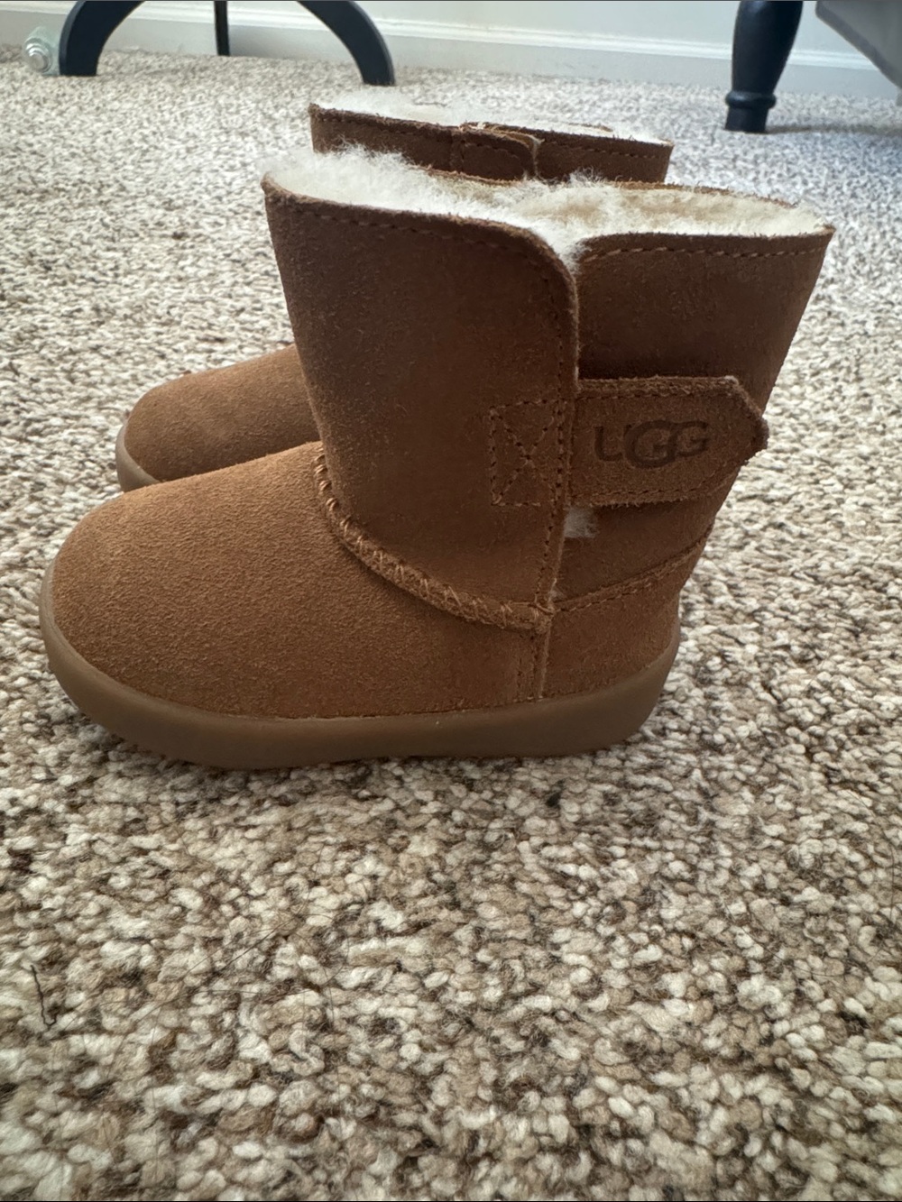UGG Kids Chestnut Brown Suede Shearling Boots